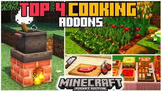 🎖️TOP 4 BEST COOKING🍅 ADDON for BEDROCK  MINECRAFT PE 120 addons [upl. by Bilski718]