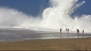 Giant Wave Crash Lumahai Beach in Kauai Hawaii [upl. by Chun949]