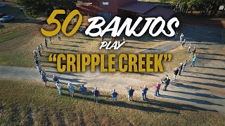 50 Banjos Play quotCripple Creekquot at Banjo Bens Cabin Camp 2024 [upl. by Eelyah]