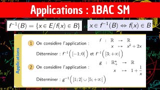 Les applications — Image réciproque d’une partie applications — 1 BAC SM [upl. by Pettit]