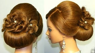 Bridal hairstyle for long hair updo tutorial with braided flowers [upl. by Ayotaj]