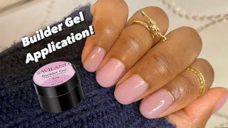 How to apply Saviland Pink Builder Gel Application on Short Natural Nails [upl. by Aisemaj]