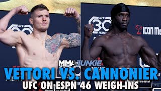 Marvin Vettori vs Jared Cannonier WeighIn Highlights  UFC on ESPN 46 [upl. by Atneuqal]