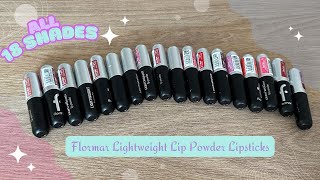 Flormar Lightweight Lip Powder Lipsticks Swatches All 18 Shades flormar makeupswatches lipstick [upl. by Hodge]