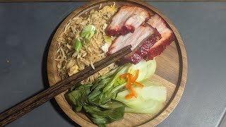 Campfire Char sui pork with steamed Pak choi and egg fried rice [upl. by Welsh521]