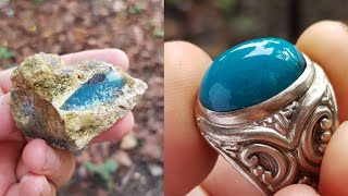 processing and polishing of Bacan agate rough chrysocolla chalcedony [upl. by Ihana135]