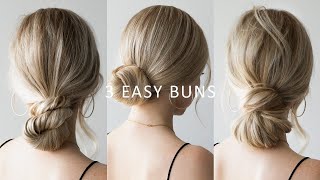 HOW TO 3 EASY Low Bun Hairstyles 💕 Perfect for Prom Weddings Work [upl. by Thera]