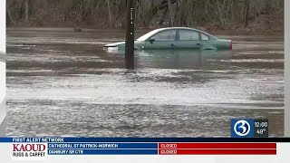 VIDEO Mandatory evacuations made in Norwich due to partial dam break on Yantic River [upl. by Akeme511]