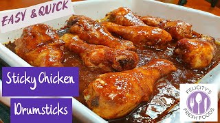 STICKY CHICKEN DRUMSTICKS WITH BBQ SAUCE [upl. by Icken992]