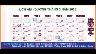 Lịch âm dương tháng 3 năm 2023  Lịch vạn niên tháng 3 năm 2023 [upl. by Ahsirak345]