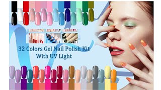 Gel Nail Polish Kit with U V Light 32 Colors Nail Kit [upl. by Libbie303]