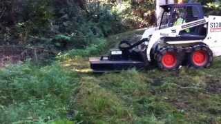 Landscape Australia NSW Bobcat S130 wheel loader with slasher clearing a paddock Slasher [upl. by Meras441]