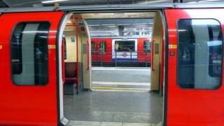 Central Line train doors open both sides [upl. by Adall248]