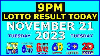 9pm Lotto Result Today November 21 2023 Tuesday [upl. by Siryt]