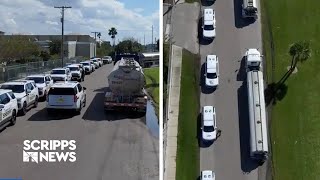 Police escort fuel trucks in Tampa area following gas shortage after Milton [upl. by Epner]