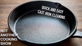 how to clean a CAST IRON PAN after cooking [upl. by Diraf604]