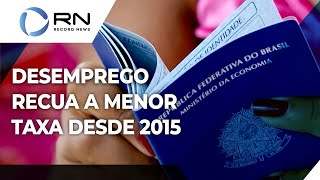 Desemprego no Brasil recua a 93 menor taxa desde 2015 [upl. by Notsla54]