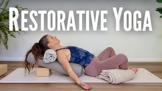 30 Min Restorative Yoga Journey With Bolster amp Props [upl. by Airdnahc23]