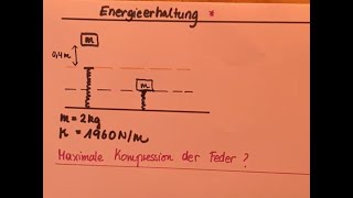 Aufgabe Energieerhaltung bei einer vertikal aufgestellten Feder [upl. by Aylmar258]