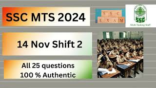 SSC MTS 14 November Shift 2 analysis ssc mts todays exam shift 2 analysis ssc mts analysis 2024 [upl. by Adnuhser]