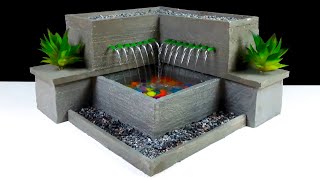 How to make a beautiful tabletop water fountain with cement and thermocol [upl. by Nyraa]