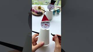 Use disposable cups to make a moving snowman Snowman Childrens handmade snowman Paper cup ha [upl. by Obala]