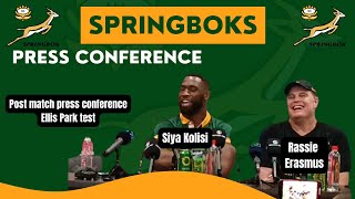 SPRINGBOKS Rassie Erasmus amp Siya Kolisi after epic come from behind win over All Blacks [upl. by Eirak]