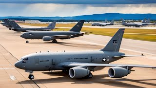 World Surprised  a Dozen KC46  KC135 Line Up and Takeoff from McConnell Air Force Base [upl. by Illyes]