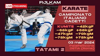 KARATE  Campionato Italiano Cadetti 2024  Day3 Kumite  Tatami2 [upl. by Etselec]