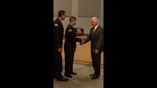 Volunteer firefighters honored for rescuing child from burning home [upl. by Devitt413]