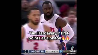 Tim Hardaway Jr first points a Detroit piston [upl. by Airbmac]