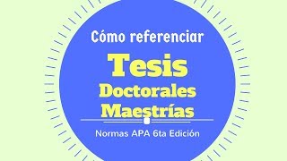 Tesis doctorales en APA 2019 Método RÁPIDO Normas APA 2019 [upl. by Penelope295]