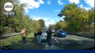 Dashcam captures dangerous alleged car insurance scam [upl. by Eirdua]