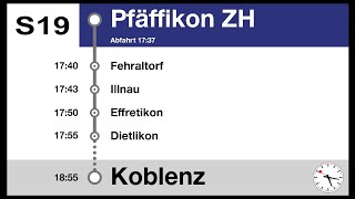 ZVV Ansagen S19 Pfäffikon ZHKoblenz  HVZ  DPZ KISZ [upl. by Refannej]