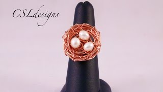 Adjustable wirework birds nest ring  Easter [upl. by Anahsohs]