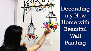 Wall Painting Idea Using Acrylic Color I Floral Design I Home Decor [upl. by Zirtaeb]