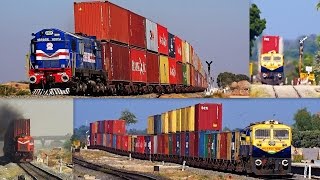 DOUBLESTACK RAIL TRANSPORT INDIAN RAILWAYS  COMPILATION OF COLOURFUL DOUBLE STACKS [upl. by Ordnajela]