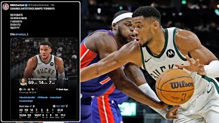 Giannis Antetokounmpo Destroys the Pistons with 59 POINTS They Told me HE HAD A LOW Basketball IQ [upl. by Tterab]