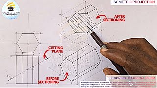 HEXAGONAL PRISM IN ISOMETRIC PROJECTION AND A SECTIONED HEXAGONAL PRISM IN ISOMETRIC PROJECTION [upl. by Hashimoto]