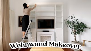 UNSER größtes MAKEOVER  DIY Ikea Billy Wohnwand amp Fake Kamin bauen  Wohnzimmer Umgestaltung [upl. by Musser]