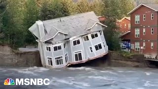 House collapses into river as floods rage from Alaskan glacier [upl. by Ogawa949]