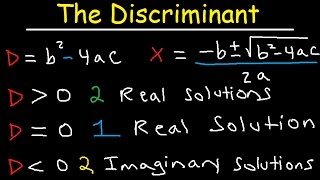 How To Determine The Number of Real and Imaginary Solutions Using The Discriminant Equation [upl. by Thayne]