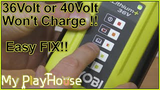 Ryobi 36v or 40v Battery NOT Charging  Easy Fix  1294 [upl. by Ybreh]