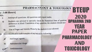 Dpharma 2nd year pharmacology and toxicology paper 2020 [upl. by Zebe604]