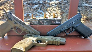 👉9mm VS 40 SampW VS 45 ACP Ballistic Gel Test  Sellier amp Bellot XRG Defense [upl. by Eirased]