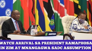 WATCH🇿🇼SADC NEWS ZIM SA PRESIDENT CYRIL RAMAPHOSA ARRIVAL FOR MNANGAGWA ASSUMPTION [upl. by Yeldahc]