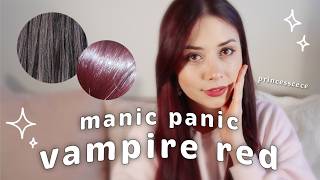 Dying my DARK BROWN hair RED 🍒  Manic Panic Amplified Vampire Red  No Bleach [upl. by Arhoz716]