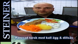 Panerad torsk med kall ägg amp dillsås [upl. by Naillimxam]