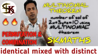 number of solution with the help of multinomial theorem case 1permutation and combinationskmaths [upl. by Whitcher]