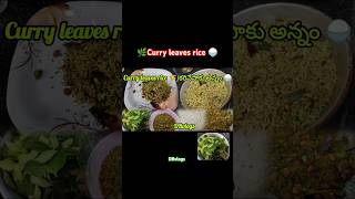 🌿🍚🌾😋Curry leaves rice🍚🌾ytshortsytshortsvideoviralvideo viralshortricerecipericeitemfood [upl. by Lekim]